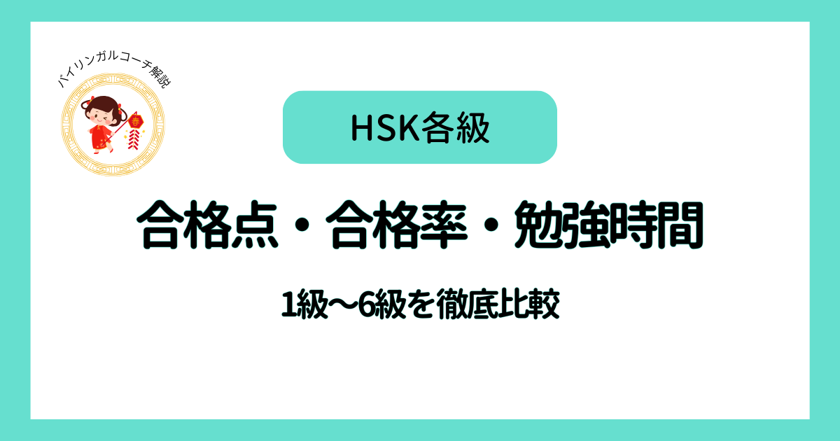 HSK1級〜6級を徹底比較
