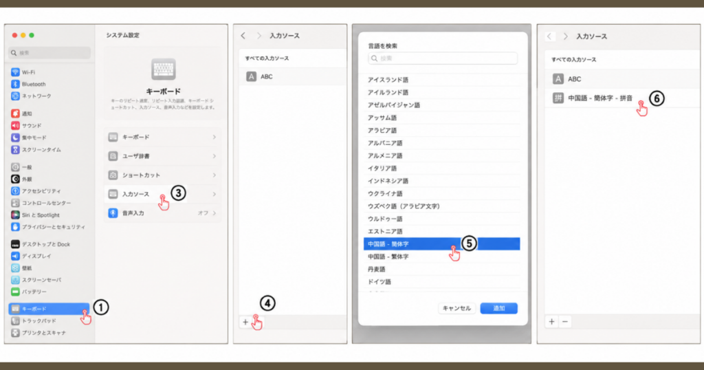 パソコンで中国語を入力するMac（macOS）の設定方法